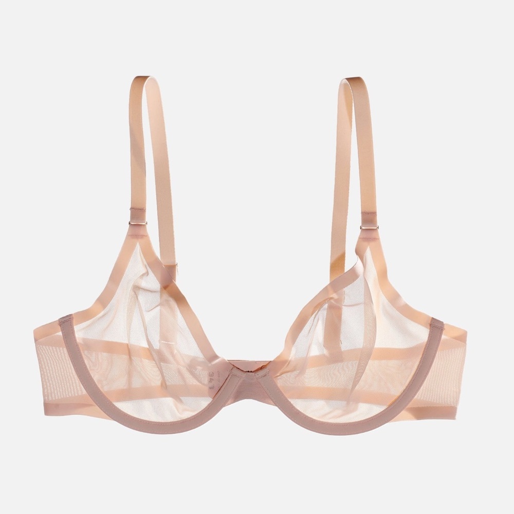 CUUP The Plunge Bra Mesh in Blush Size 38F.